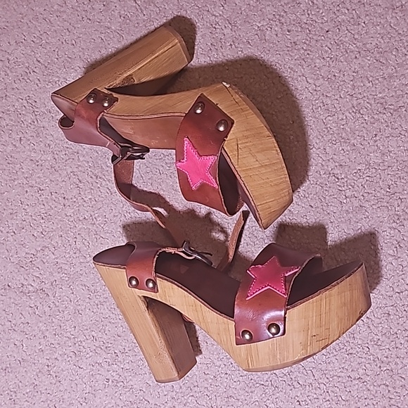 Steve Madden chunky wood leather sandals - Picture 2 of 7